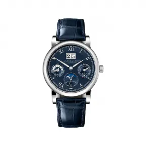 朗格/A.Lange&sohne LANGEMATIK PERPETUAL系列 38.5MM 18K白金表背: 蓝宝石水晶玻璃 自动机械机芯 男表 310.028 E